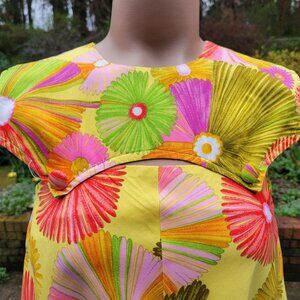 Vintage Paradise Hawaii Yellow Floral Sundress With Pockets Made In Honolulu